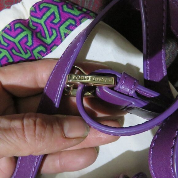 Tory Burch Vibrant Purple Leather flap Messenger Crossbody Handbag W/ dustbag - Picture 4 of 16